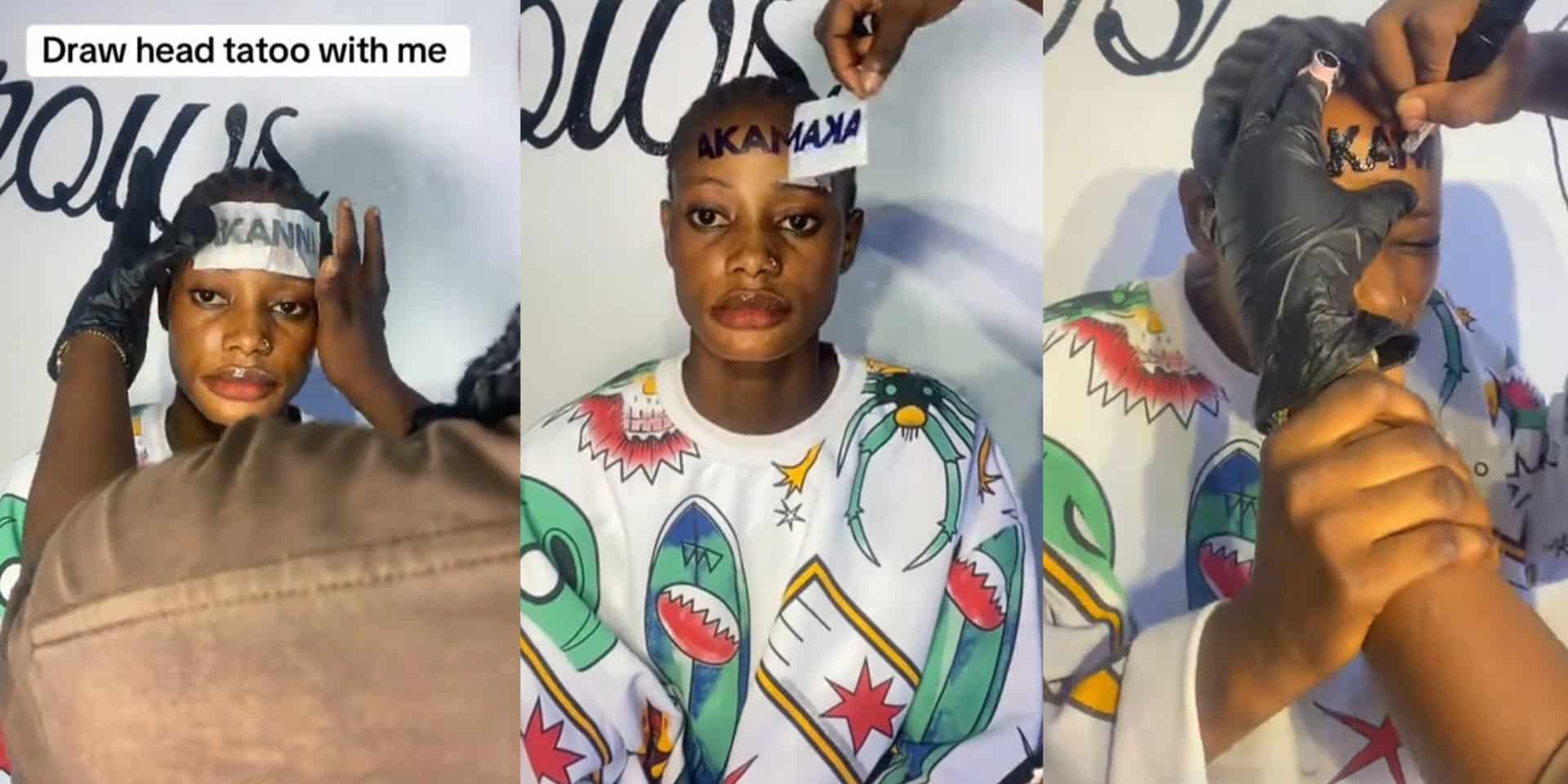 Intentional girlfriend tattoos boyfriend’s name on forehead
