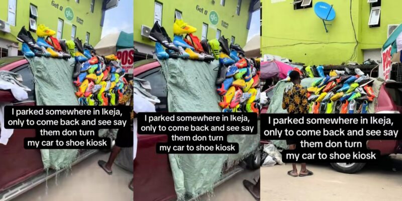 Man shocked to find his car converted into mini shoe shop