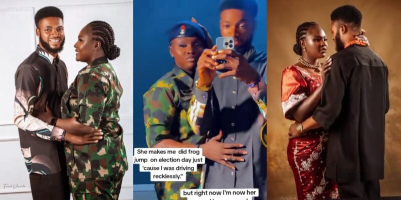 Man jubilates as he engages female soldier who punished him