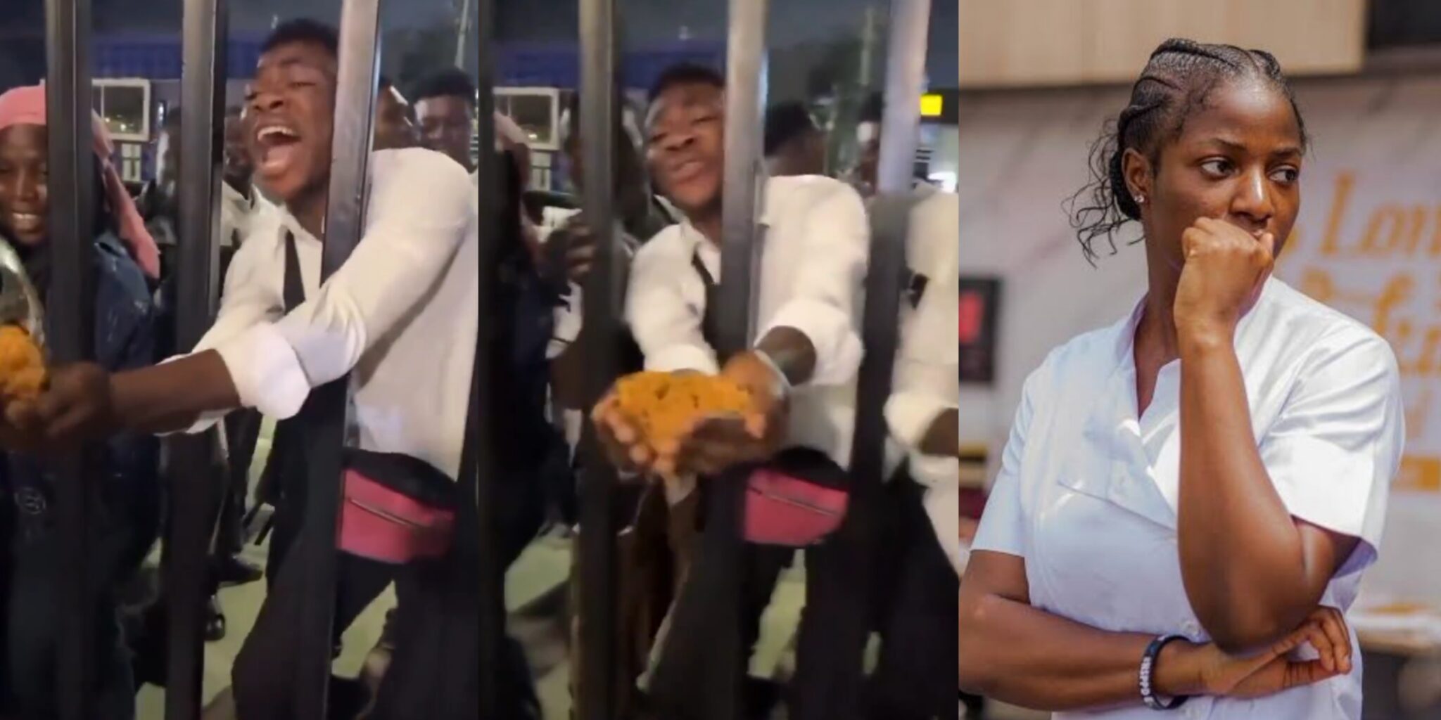 Man trapped as he receives Hilda Baci’s jollof rice with barehands
