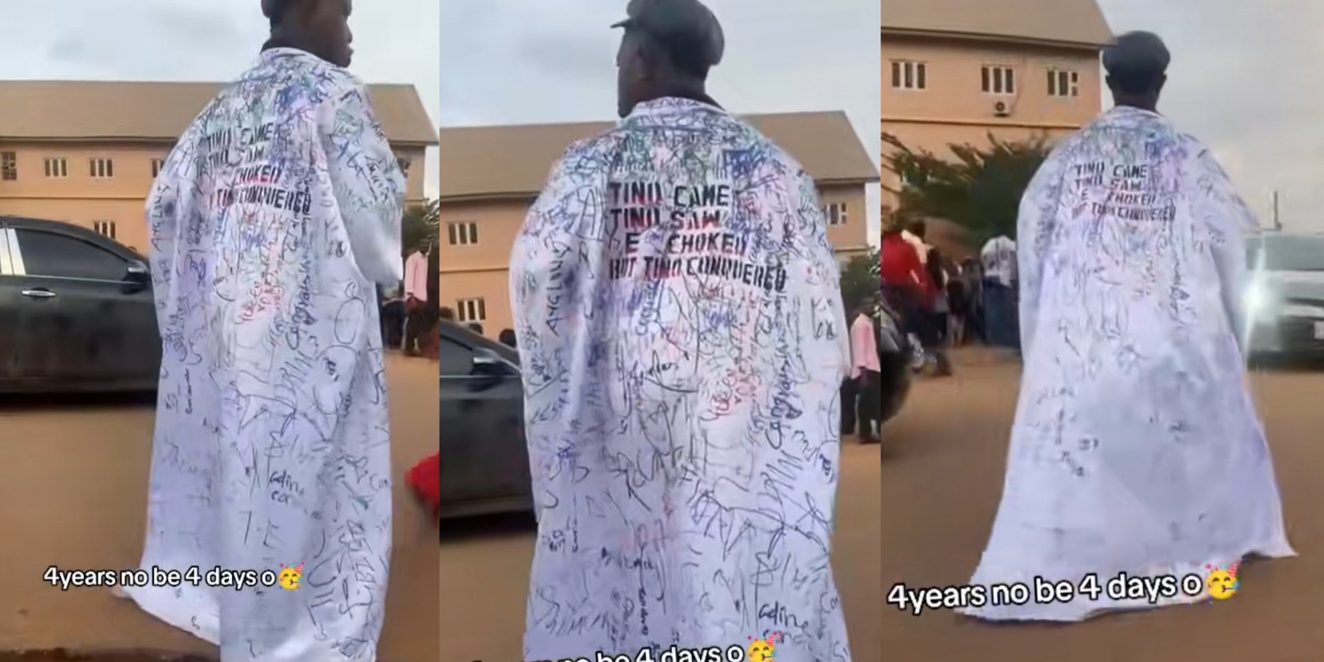 “4 years no be 4 days o” – Man brags as he wears Agbada to his sign out