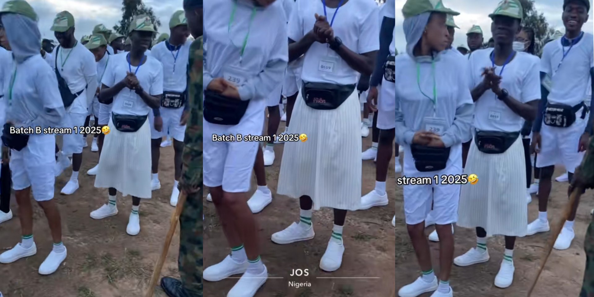 Soldier confronts corper as she rocks white skirt to NYSC camp