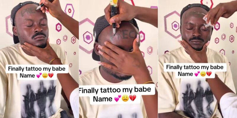 Love continues to win as man tattoos girlfriend’s name on forehead