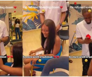 Another man proposes to his girlfriend in public without kneeling