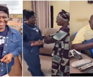 Lady returns after 12 years abroad, surprises her parents as father sheds tears