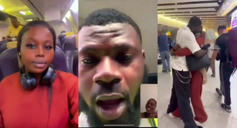 Lady finally reunites with her husband after 3 years of visa rejection