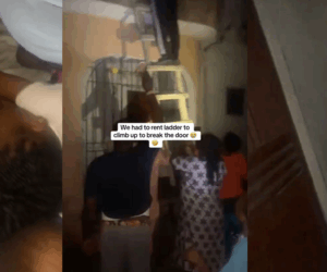 A lady and her family were locked out of their house for several hours after leaving the children home alone (VIDEO)
