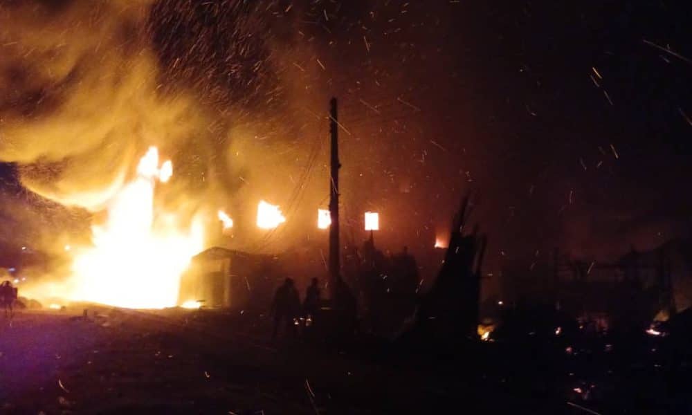 Tension As Fire Guts Petrol Station In Lagos