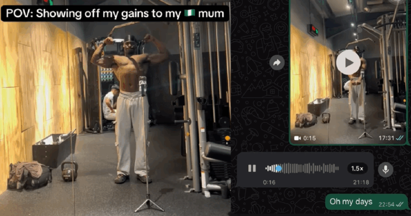 “When you’re not a cow” – Man shares his mom’s reaction to his gym gains.(WATCH)