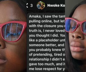 Lady shares shocking message received from her ex-boyfriend