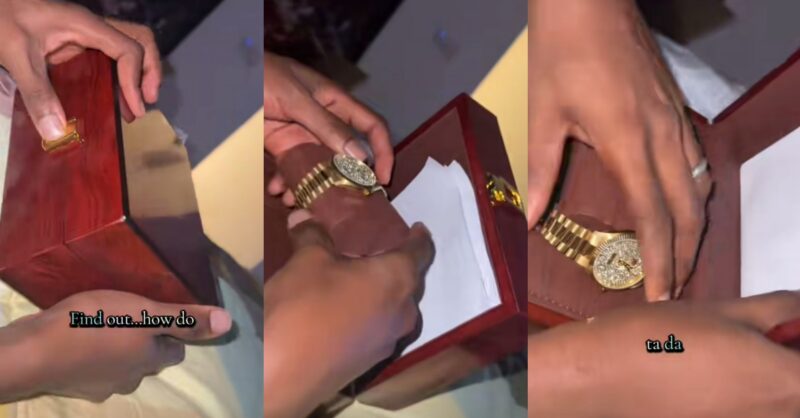 Woman surprises husband weeks after wedding, gifts him ₦12M wristwatch