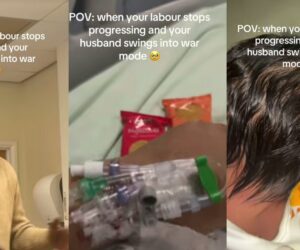 Husband spotted praying fervently after wife’s labour stopped progressing