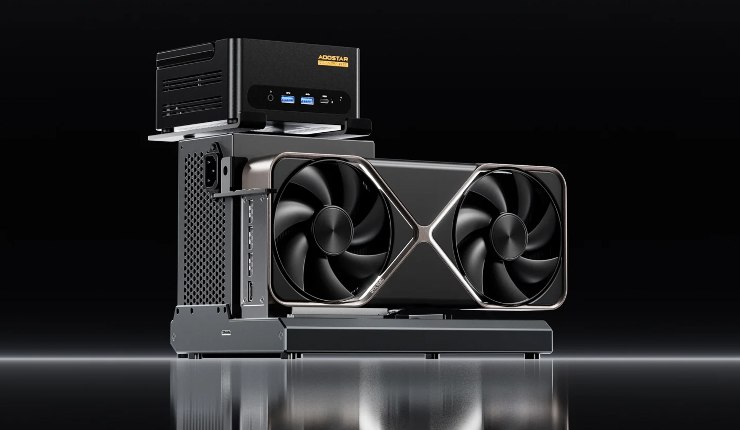 Aoostar teases EG01 eGPU dock with Thunderbolt 5 and OCuLink connectivity and an unusual mount for mini PCs.