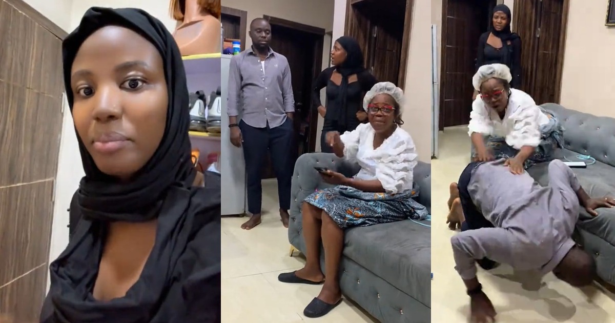 Moment a woman and her husband pretended not to see her mom to see her reaction (WATCH)