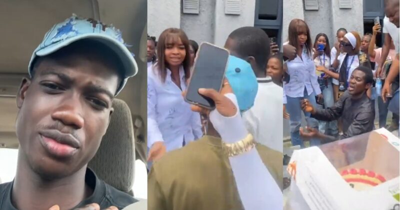 “Why are you embarrassing me?” – Nigerian lady turns down man’s proposal on her sign-out day (WATCH)