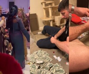 “The stress paid off” – Woman says as she and her husband count the money sprayed at their wedding (WATCH)