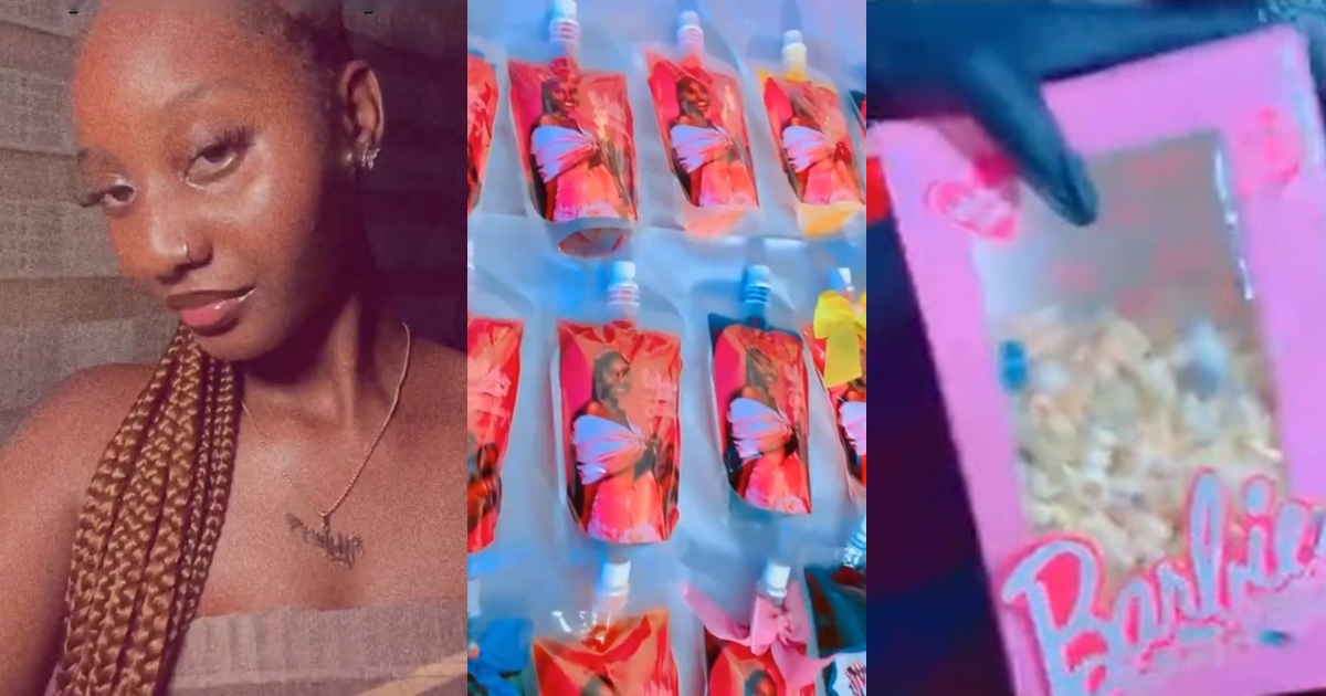 Lady Shows Off Customized Party Packs Her Mom Brought to her University for Her 20th Birthday (WATCH)
