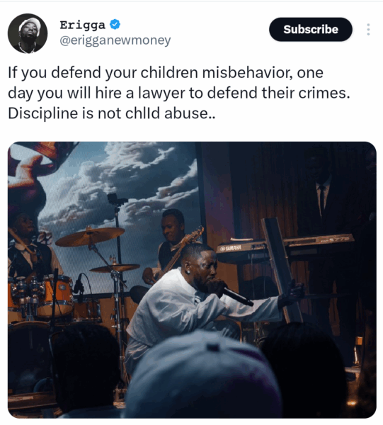 “Discipline is not child abuse” – Rapper Erigga says