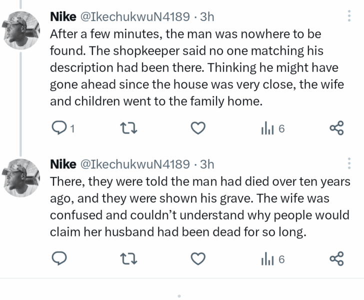 X user shares chilling story of man who returned to Nigeria with his wife and kids only for them to be told he died 10 years ago