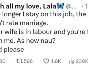Nurse shares how her experience at work makes her not to rate marriage