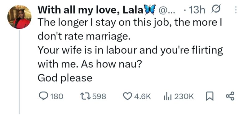 Nurse shares how her experience at work makes her not to rate marriage