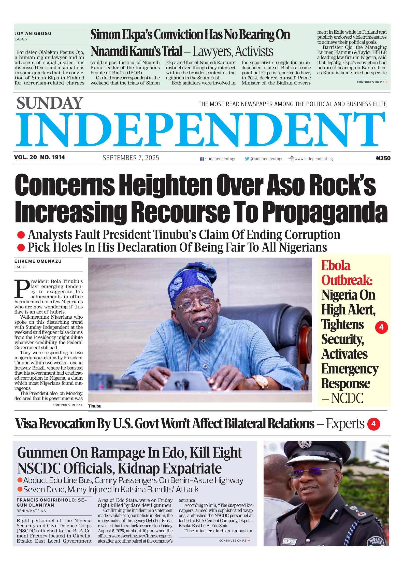 Top Stories For Today (07/09/25) – Independent Newspaper Nigeria