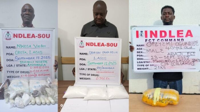 Two Alledged Kingpins Arrested with Cocaine, Heroin, Meth Consignments in Lagos 