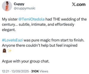 My sister Temi Otedola had the wedding of the century. Argue with your group chat