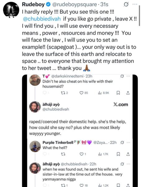Singer Paul Okoye aka Rudeboy vows to go after X user who accused him of r@pe