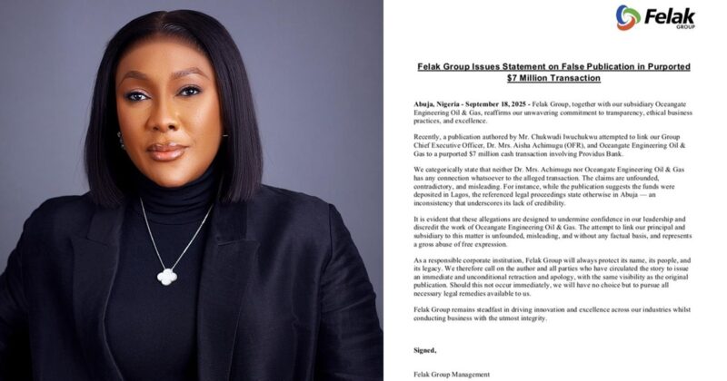 Felak Group Dismisses $7 Million Transaction Report, Demands Retraction