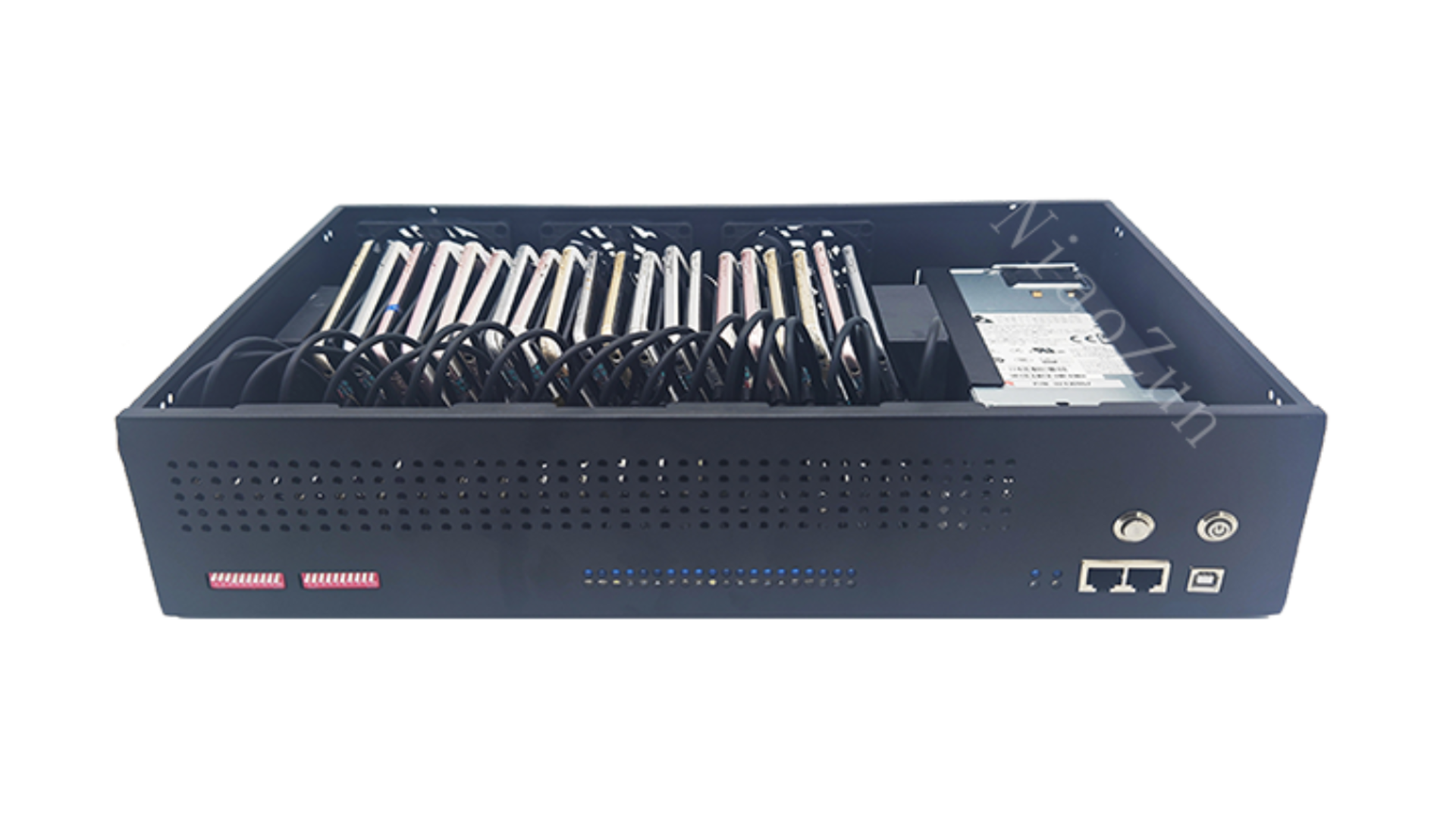 This massive iPhone farm box can stress-test apps or secretly game ad systems with rows of Apple devices running nonstop under PC control