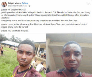 Akwa Ibom youth leader macheted to d3ath by his neighbour