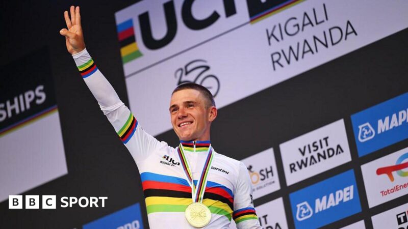 Road World Championships: Remco Evenepoel wins time trial gold for Belgium