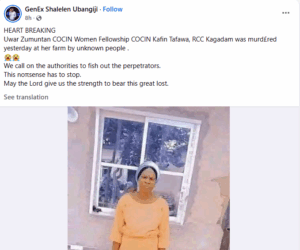 Widow m8rdered on her farm in Bauchi