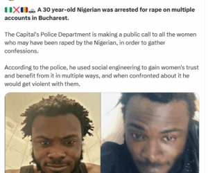Nigerian man arrested in Romania for alleged r3pe and attempted m8rder of s3x worker