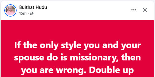 If the only style you and your spouse do is missionary, then you are wrong