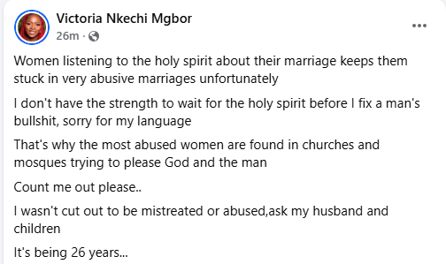 Women are stuck in abusive marriages because they listen to the Holy Spirit