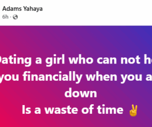 Dating a lady who cannot help you financially when you are down is a waste of time – Nigerian man says