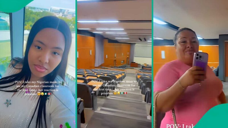 “Money Well Spent”: Nigerian Lady in Canada Shows Mum Her Classroom, Reaction Melts Hearts