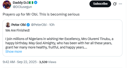 Prayers up for Mr Obi. This is becoming serious