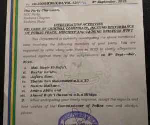 Kaduna police invites El-rufai and other ADC chieftains