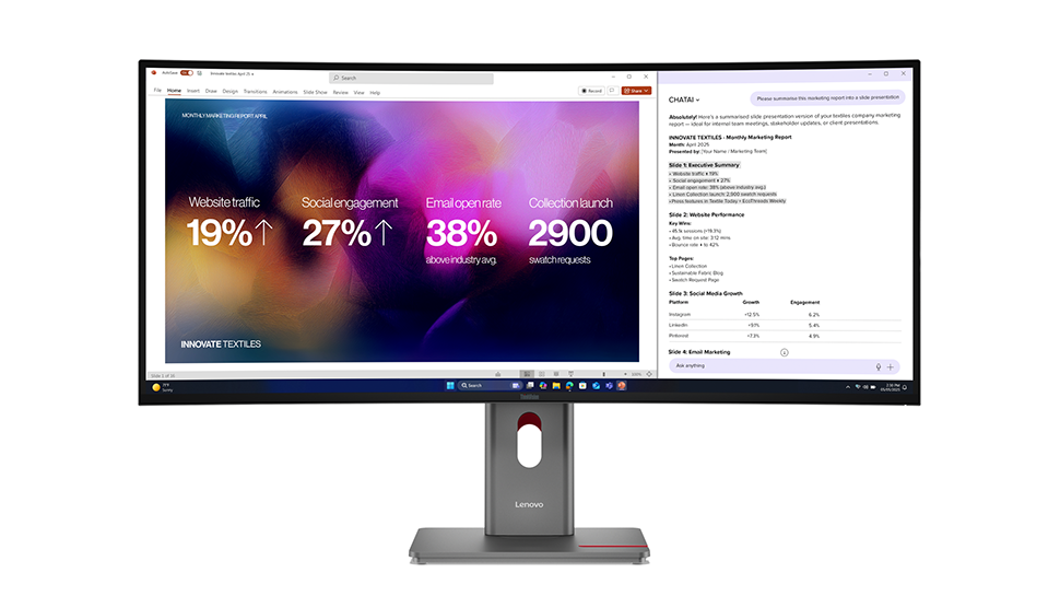 Lenovo ThinkVision P40WD-40 curved ultrawide monitor offers 39.7 inch 5120×2160 display with Thunderbolt 4 connectivity and 140W power delivery