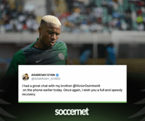 Ghana legend Asamoah Gyan denies Osimhen faking injury reports