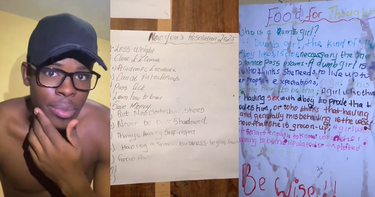 “Be wise!!” – Man shares the moment he stumbled upon his younger sister’s New Year’s resolution for 2025 (WATCH)