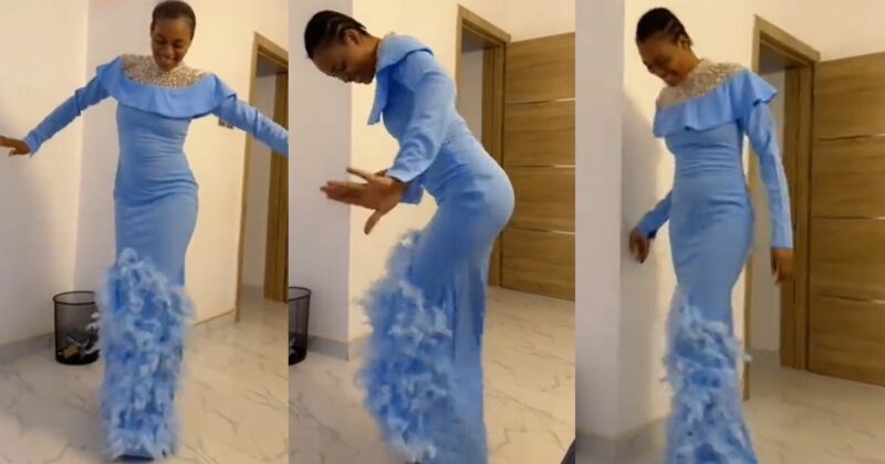 Lady Excitedly Tries On Gown Sewn by Her Mother-in-Law, Dances Around the House in Joy (WATCH)