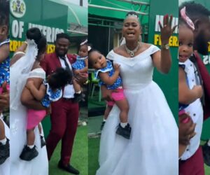 “Finally getting married after 13 years” – Bride shares emotional moment she got married legally to her fiancée after thirteen years of dating (WATCH)