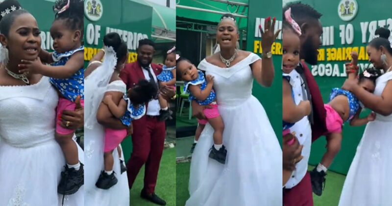 “Finally getting married after 13 years” – Bride shares emotional moment she got married legally to her fiancée after thirteen years of dating (WATCH)