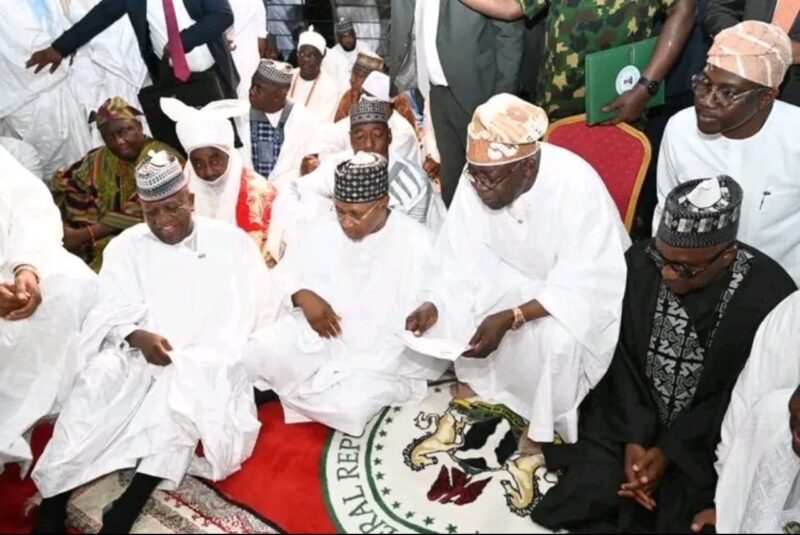 Tinubu attends Yari’s son’s wedding, visits Buhari’s widow