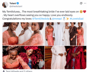 Tolani Otedola celebrates sister Temi and Mr Eazi’s love