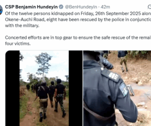 Security forces rescue eight kidnapped passengers in Kogi